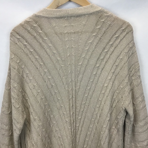 J. Jill Open Front Cable Knit Long Line Cardigan Tan Costal Natural Size S - Picture 3 of 5